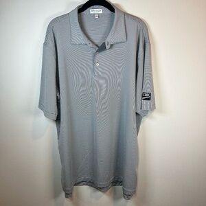 Peter Millar Summer Comfort Polo Shirt Gray White Striped Stretch Golf  Men's XL